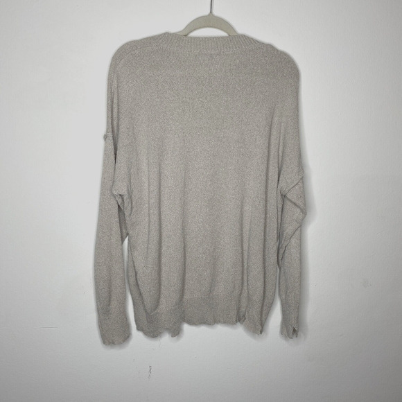 William B Taupe Bonjour Embroidered Oversize Distressed Sweater Long Sleeve S - Picture 3 of 12